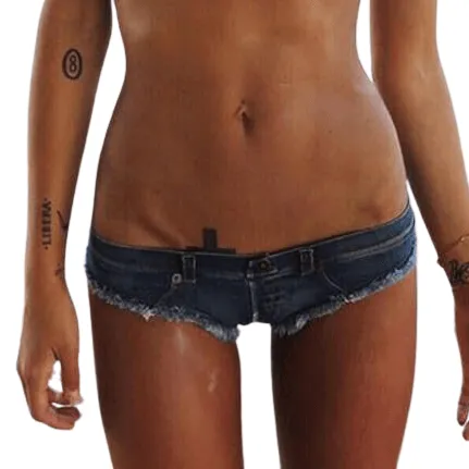 Mini Denim Shorts Cut Off Low Rise Waist Thong Jean Shorts