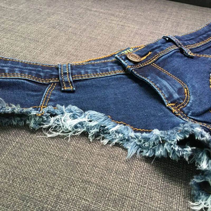 Mini Denim Shorts Cut Off Low Rise Waist Thong Jean Shorts