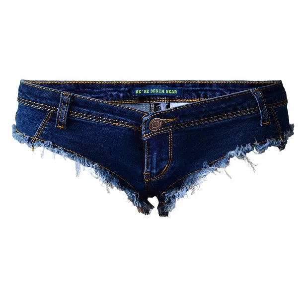 Mini Denim Shorts Cut Off Low Rise Waist Thong Jean Shorts