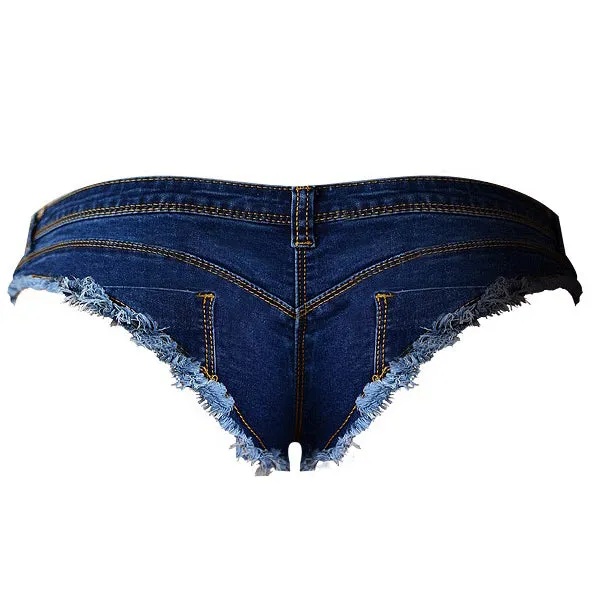 Mini Denim Shorts Cut Off Low Rise Waist Thong Jean Shorts