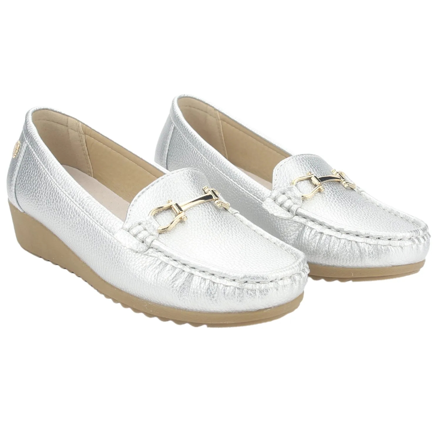 Mocasin Chalada Mujer Malu-2 Plateado Casual