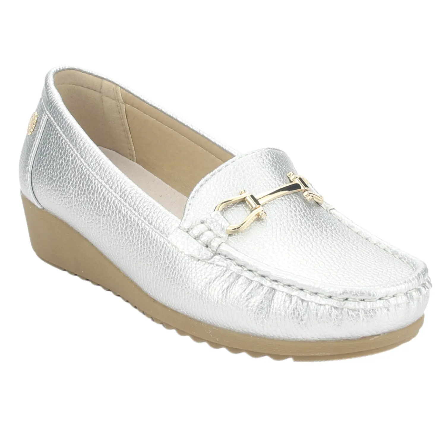 Mocasin Chalada Mujer Malu-2 Plateado Casual