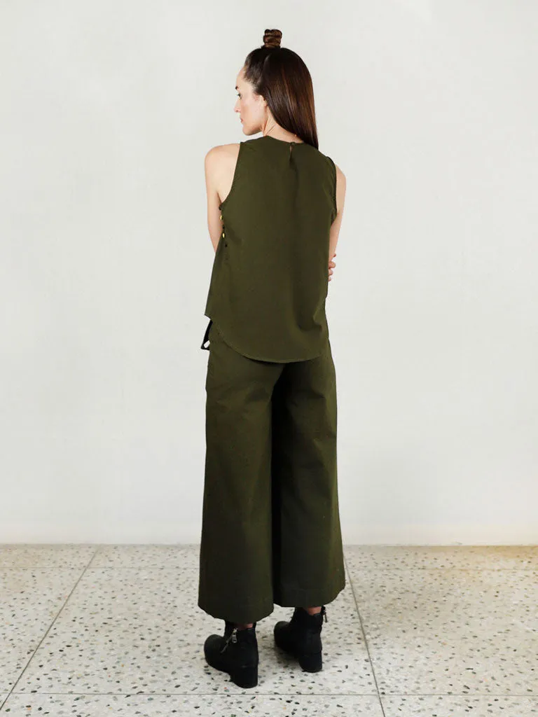 Moss Olive Double Pleat Pants