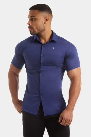 Muscle Fit Short Sleeve Bamboo Shirt in Navy