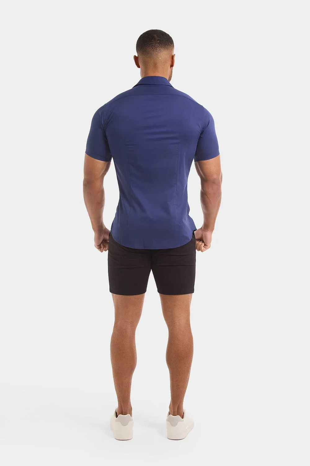 Muscle Fit Short Sleeve Bamboo Shirt in Navy