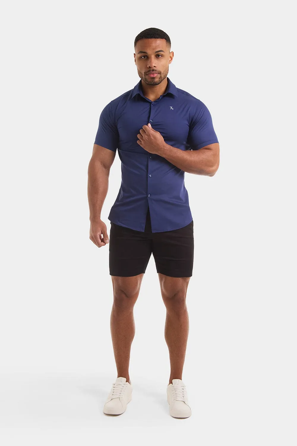 Muscle Fit Short Sleeve Bamboo Shirt in Navy
