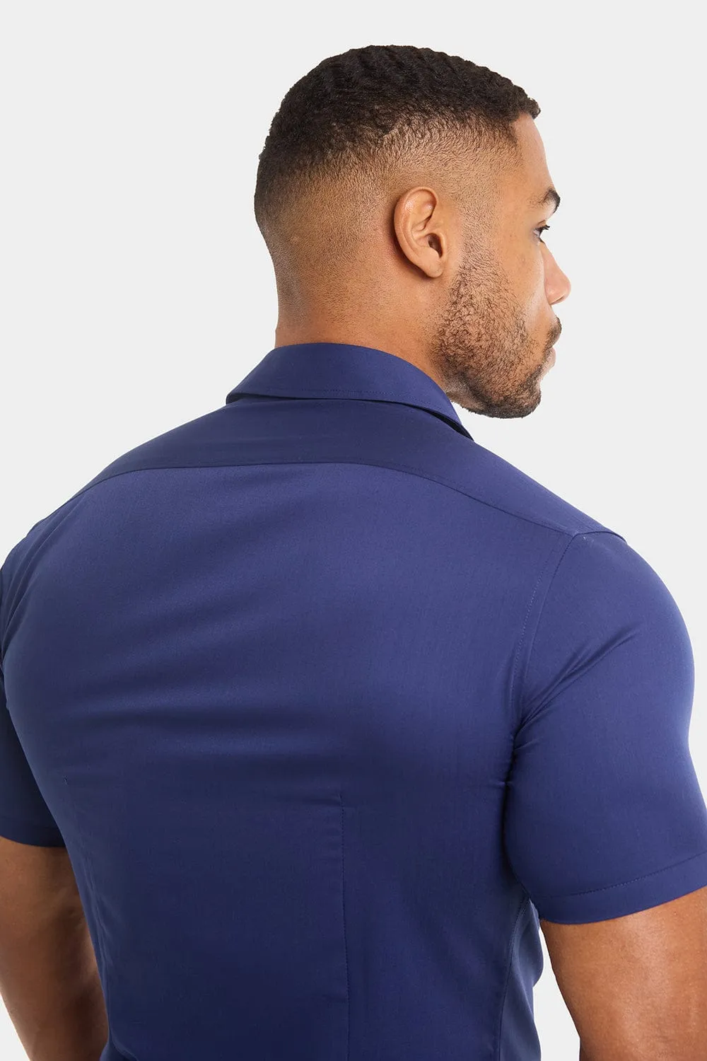 Muscle Fit Short Sleeve Bamboo Shirt in Navy