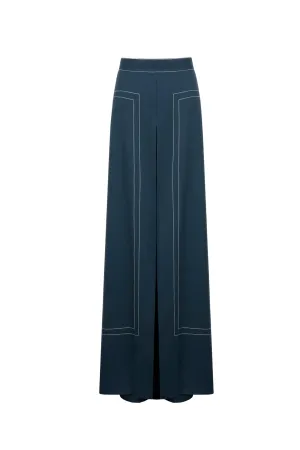 NAVY WHITE STITCHING TROUSERS