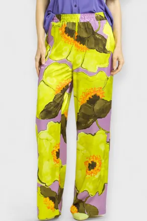 Orchid Floral Satin Palazzo Pants