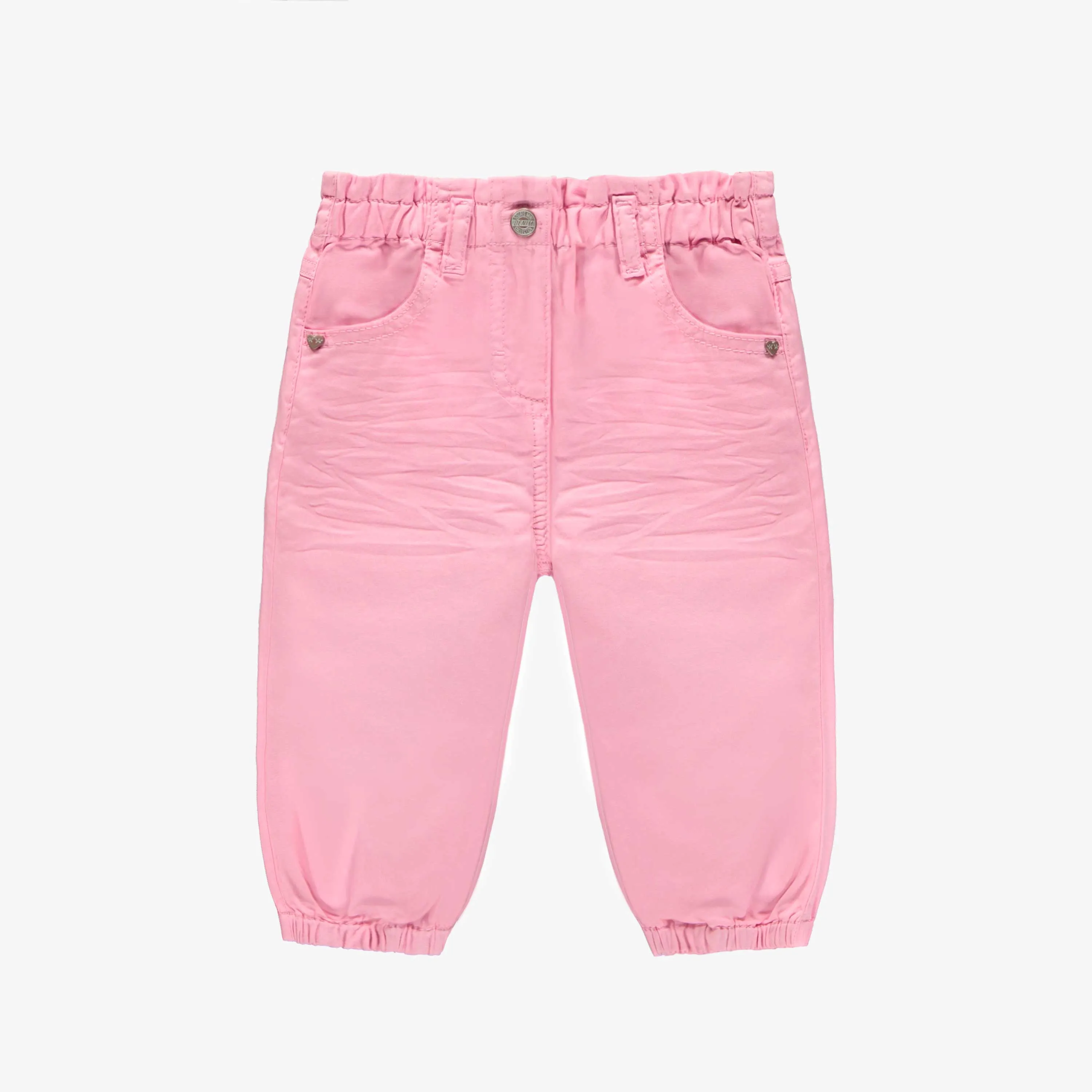 Pantalon coupe décontractée en sergé extensible coloré rose, bébé  || Denim pants relaxed fit in colored stretch twill candy pink, baby 