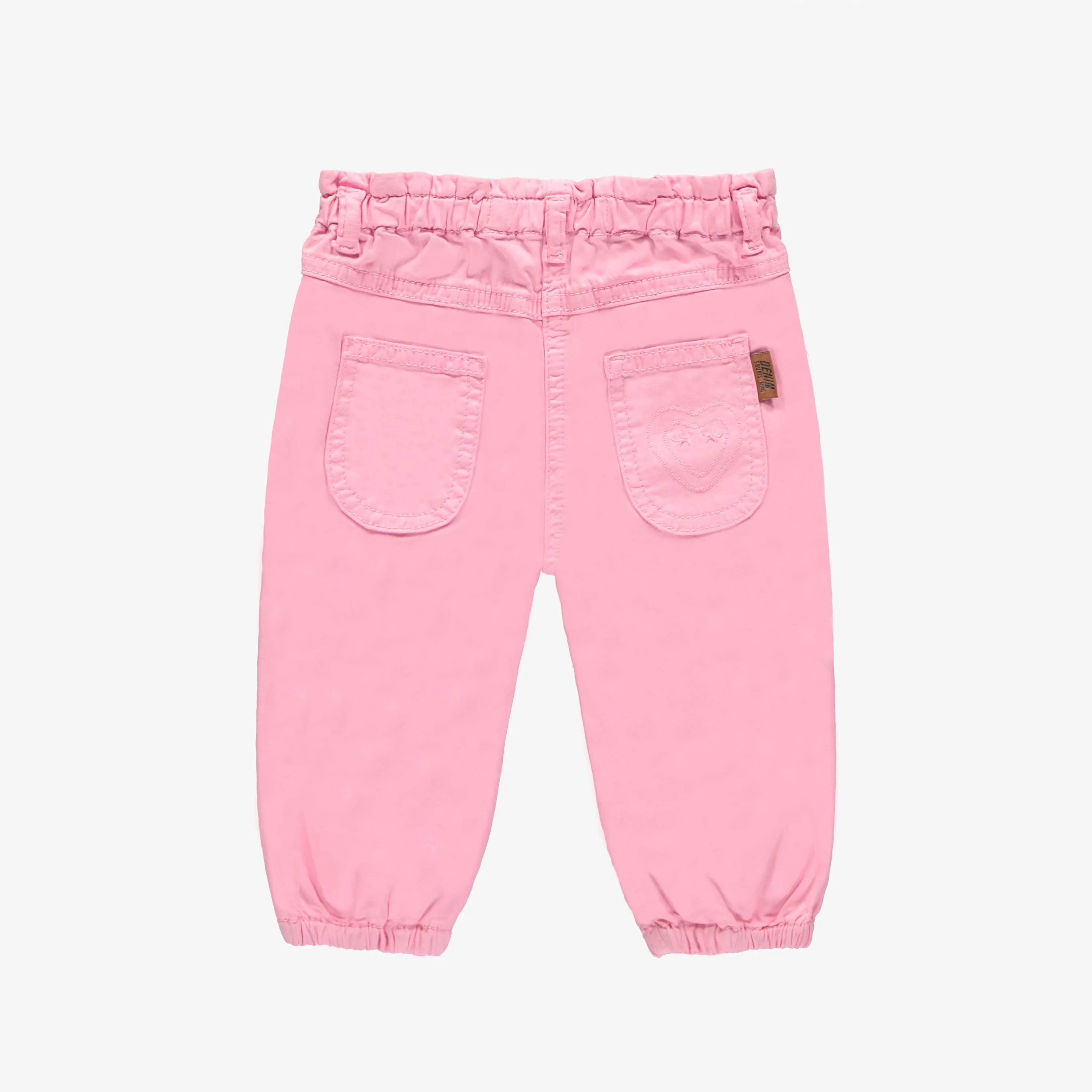 Pantalon coupe décontractée en sergé extensible coloré rose, bébé  || Denim pants relaxed fit in colored stretch twill candy pink, baby 
