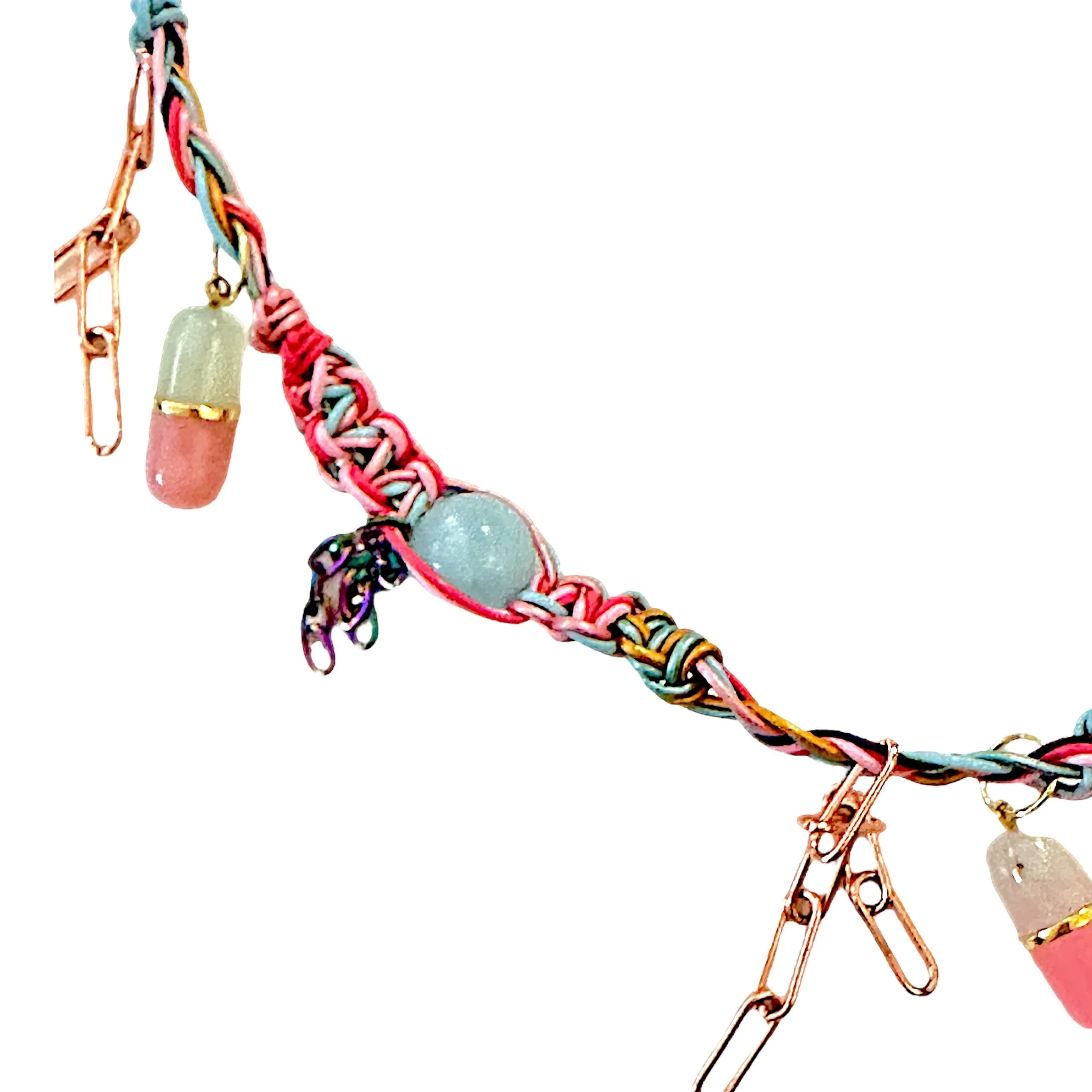 Pastel Pill Popper Leather Rockstar Necklace