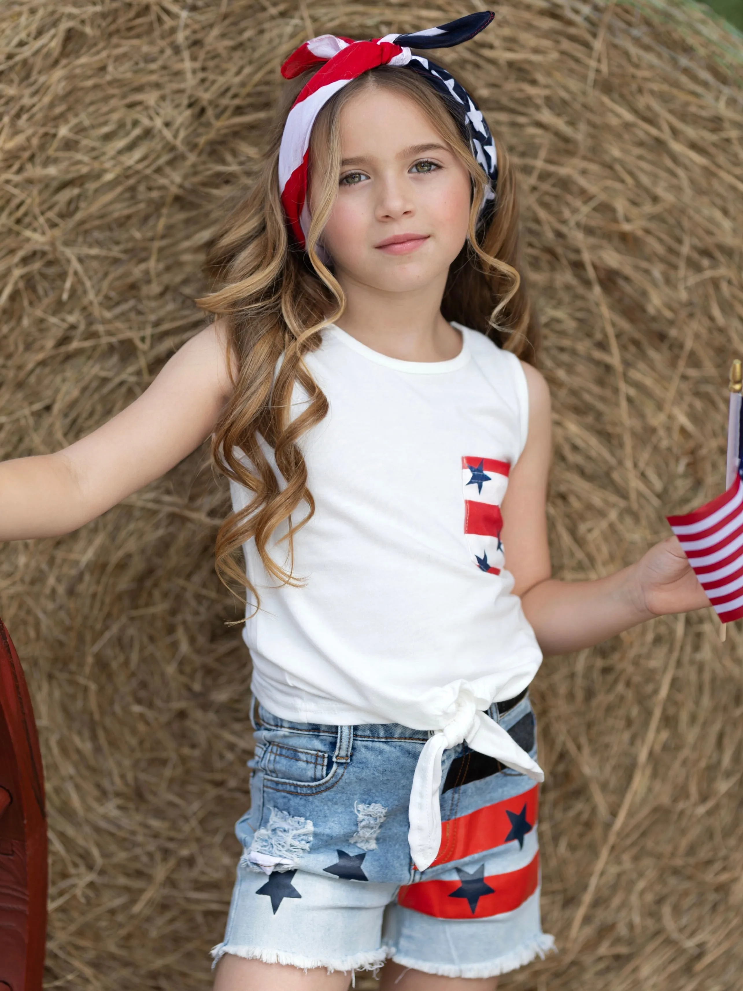 Pockets Full of Freedom Top and Denim Shorts Set