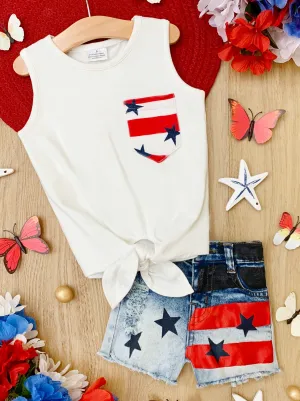 Pockets Full of Freedom Top and Denim Shorts Set