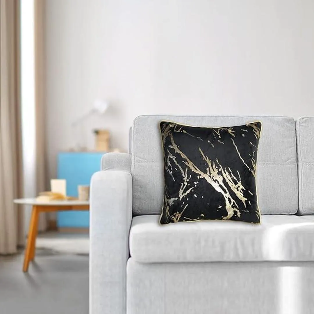 Popular Home Metallic Marble Pillow, 20" X 20", Black