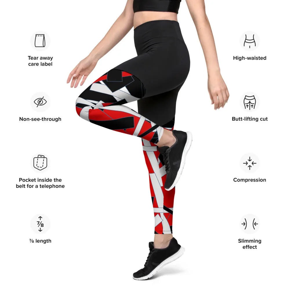 Red Geometric Sports Leggings