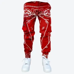 Reflective Bandana Print Cargo Jogger Pants