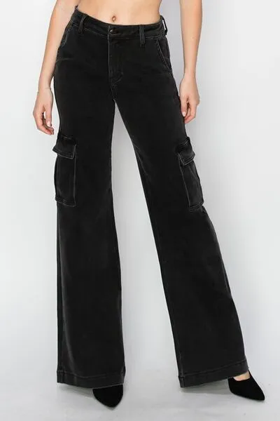 Risen Full Size High Rise Wide Leg Cargo Jeans ONLINE EXCLUSIVE