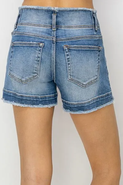 RISEN High Rise Seam Detailed Raw Edge Denim Shorts ONLINE EXCLUSIVE
