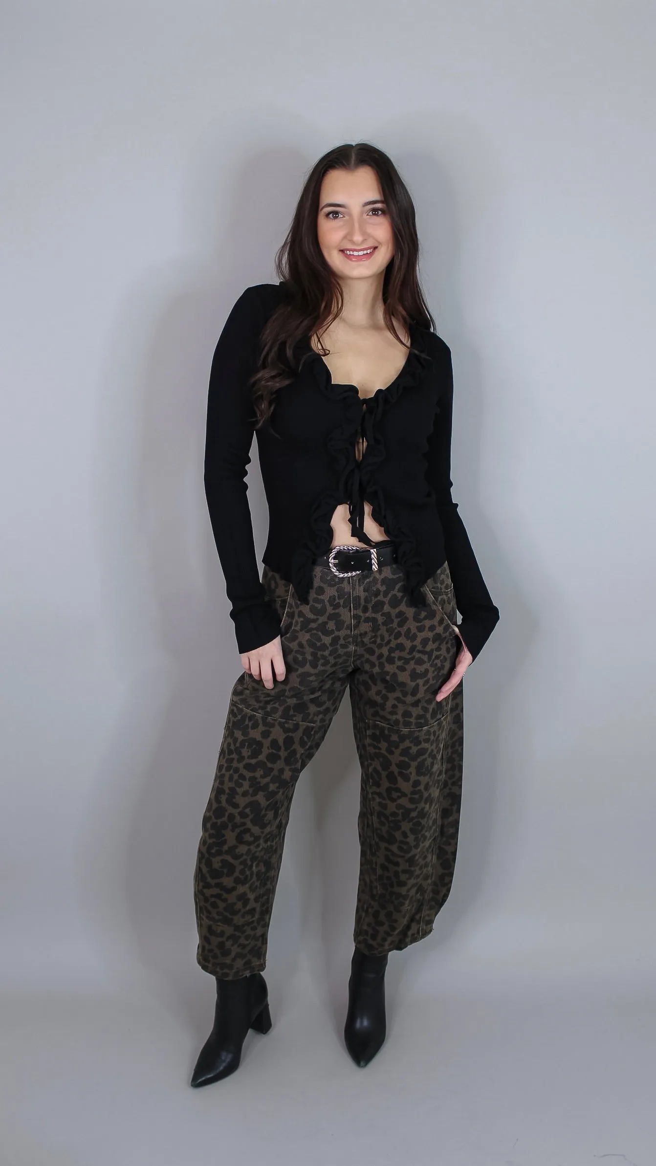 Road Trip Leopard Barrel Jeans