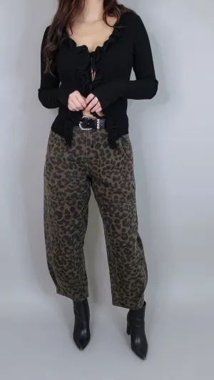 Road Trip Leopard Barrel Jeans