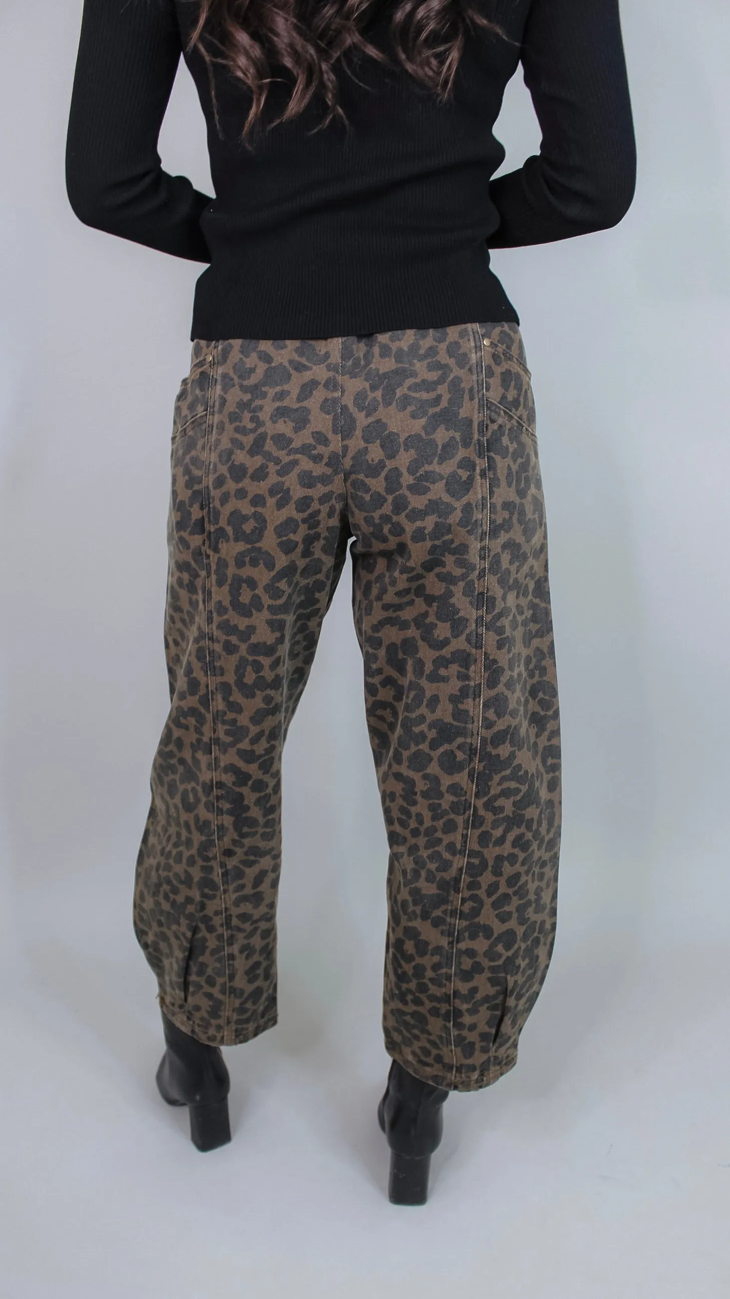 Road Trip Leopard Barrel Jeans