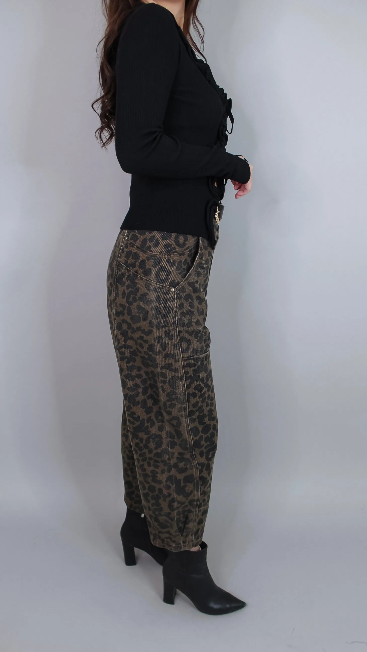 Road Trip Leopard Barrel Jeans