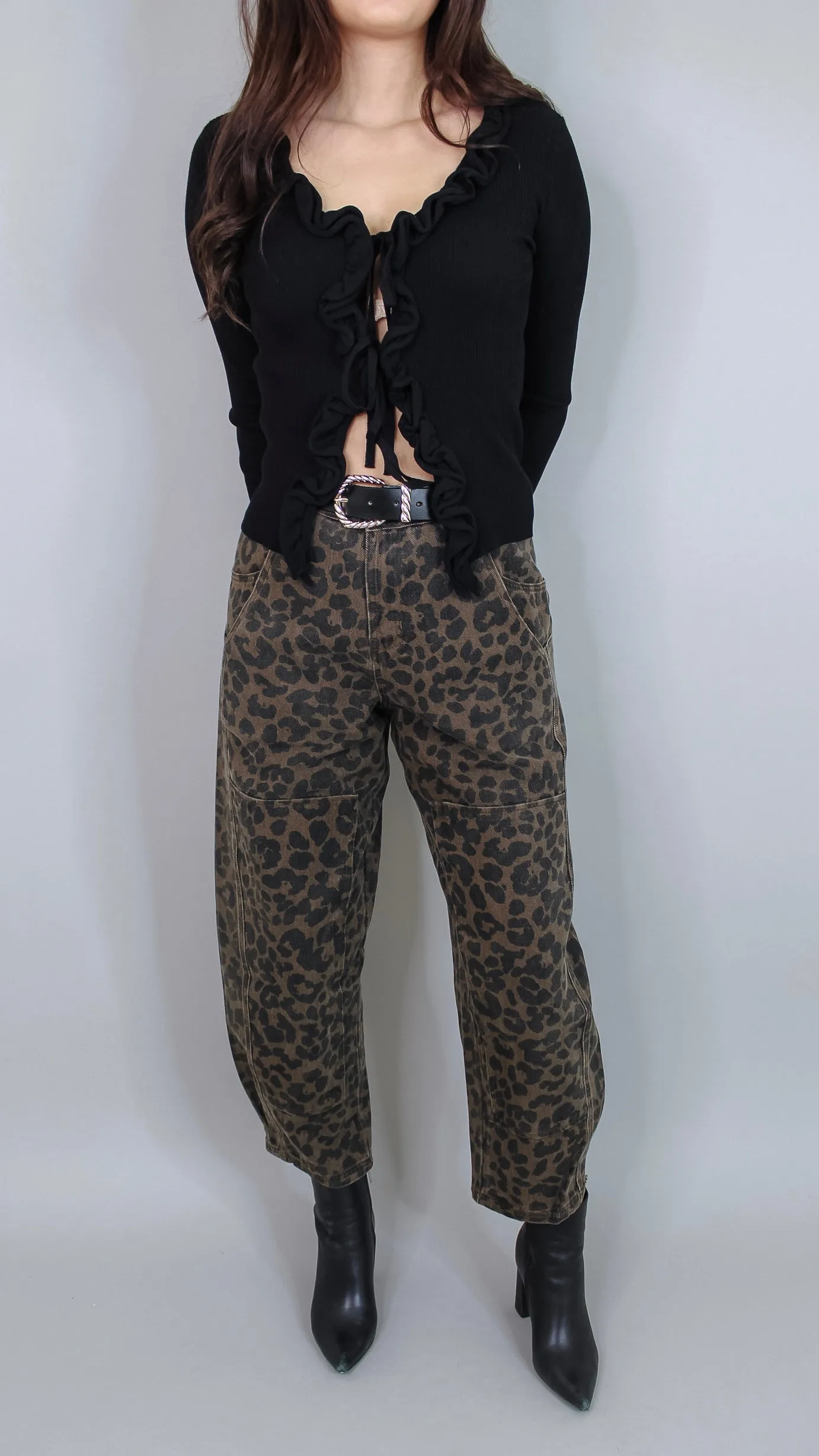 Road Trip Leopard Barrel Jeans