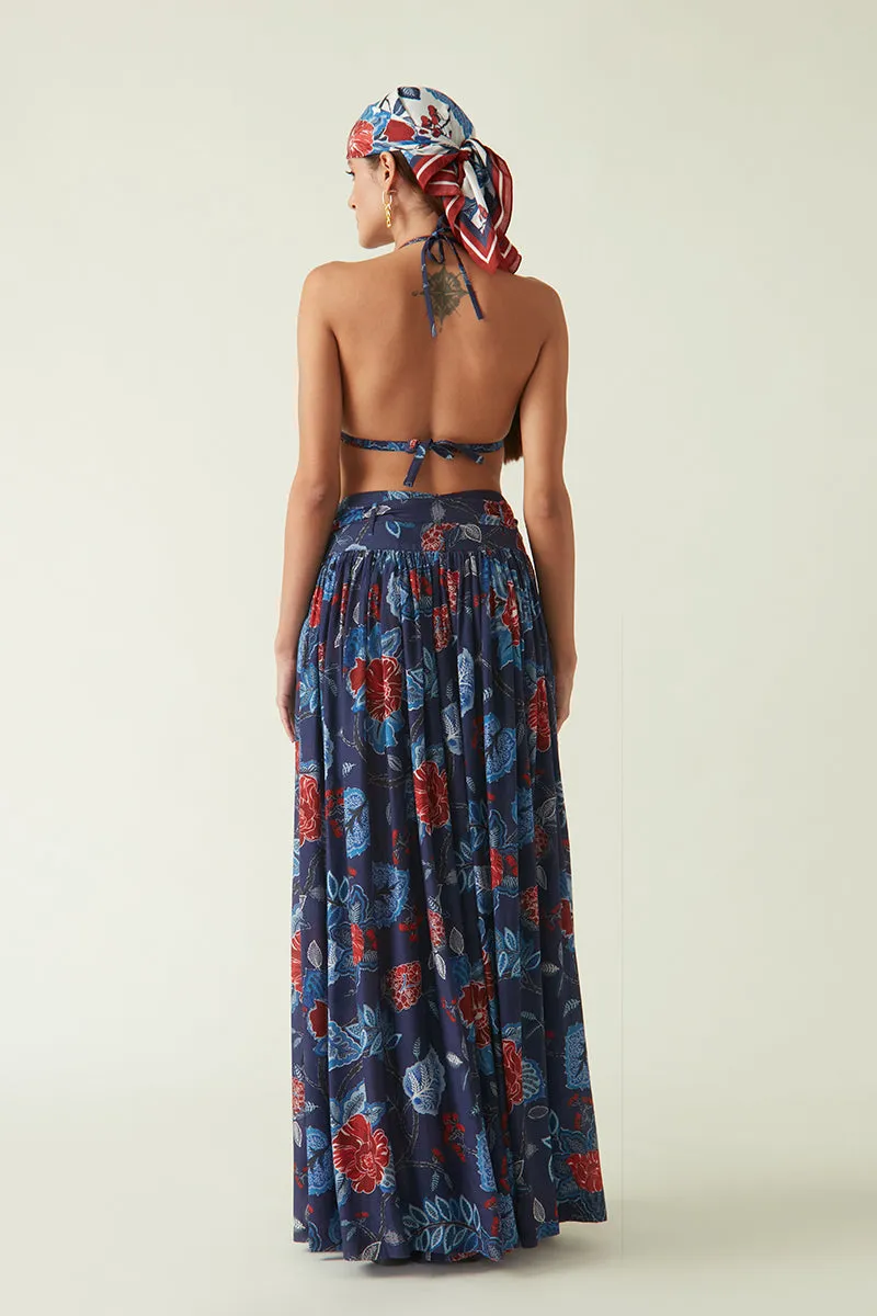 Rockefeller Holidays I  Flores Printed Pants Modal Muslin Navy/Red Java collection 2JV-58