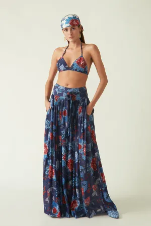 Rockefeller Holidays I  Flores Printed Pants Modal Muslin Navy/Red Java collection 2JV-58