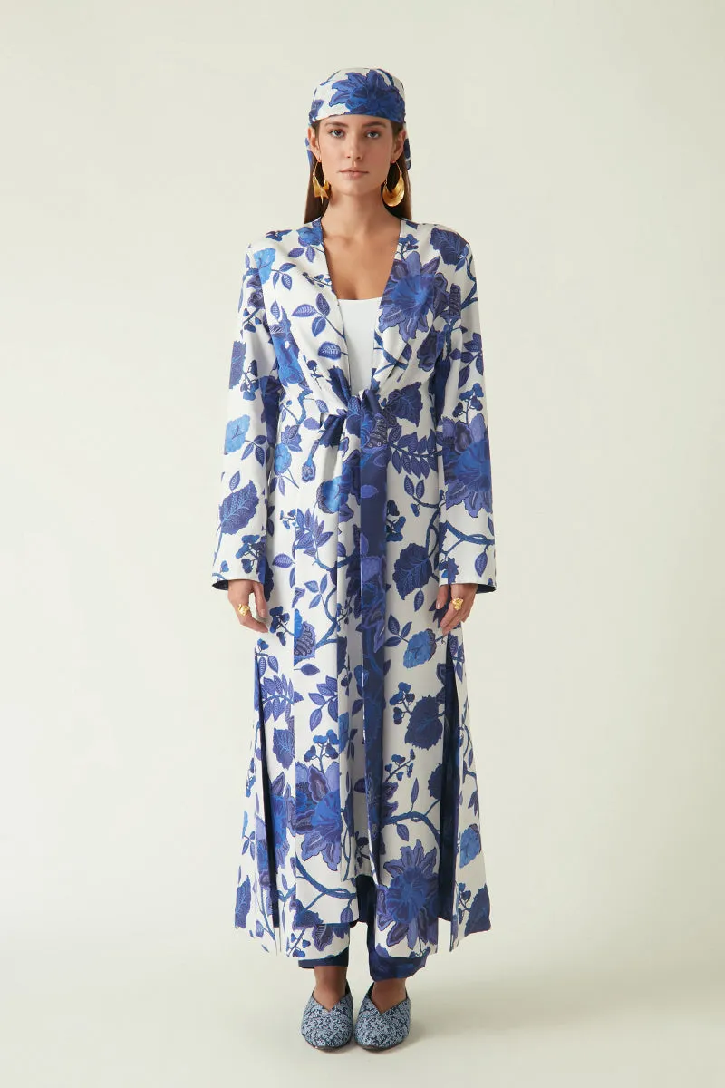 Rockefeller Holidays I  Muturi Printed Embellised Jacket  Linen Satin  Navy/Navy Java collection 7JV-46