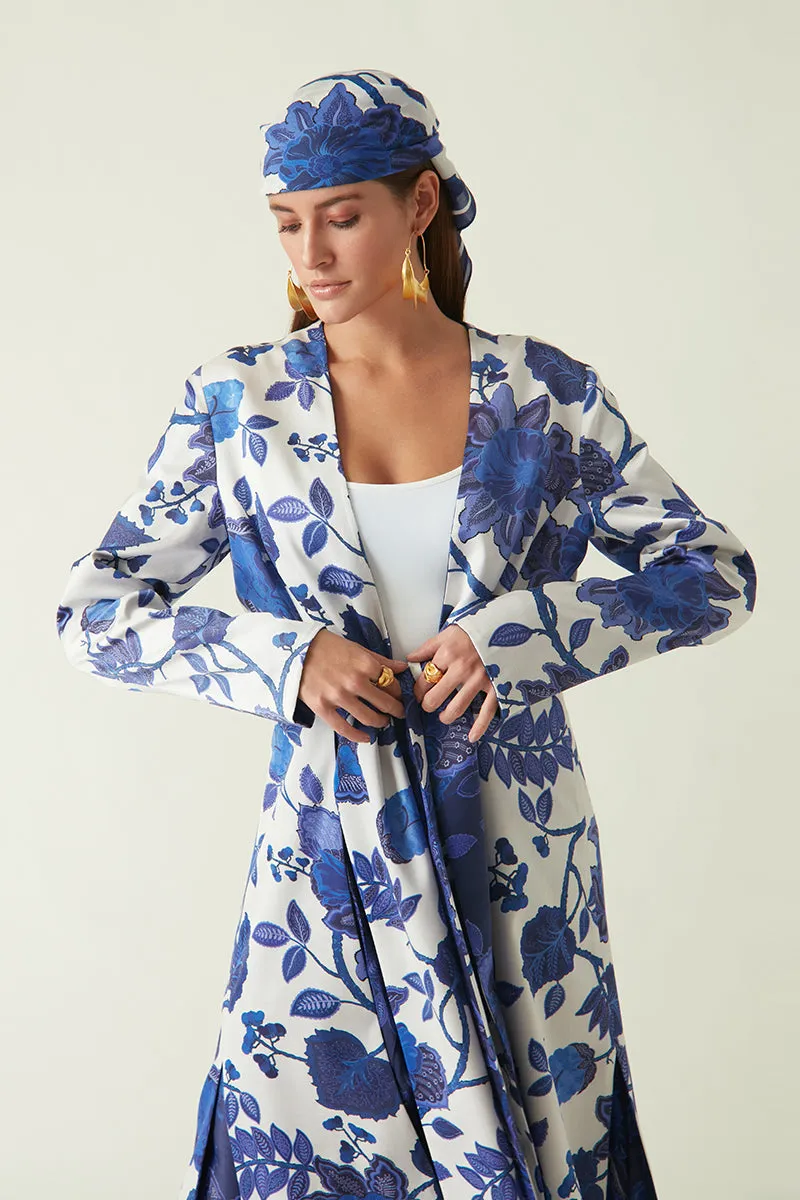 Rockefeller Holidays I  Muturi Printed Embellised Jacket  Linen Satin  Navy/Navy Java collection 7JV-46