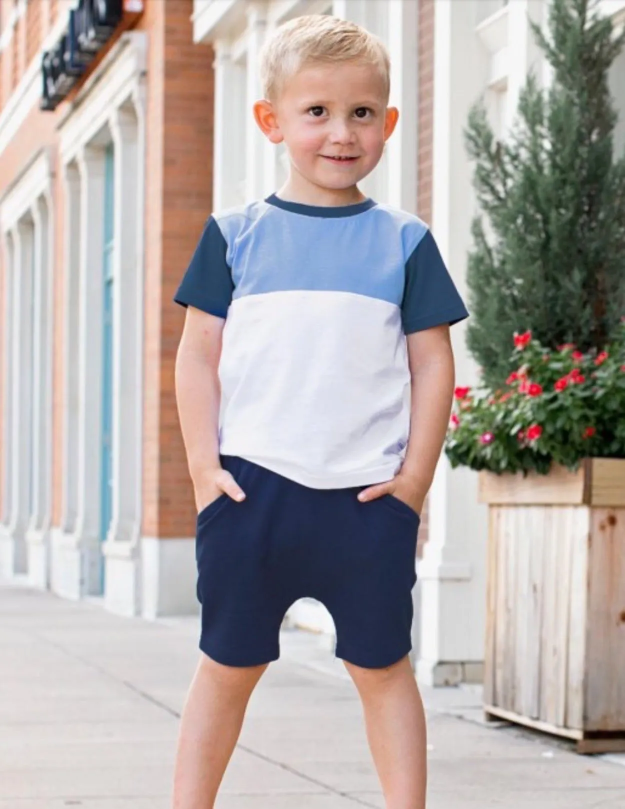 RuggedButts Blue & White Color Block Tee