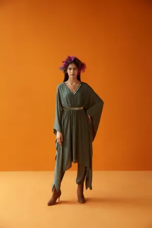 Sakshi Khetterpal  I  Kaftan Co-Ord Kaftan  Pants With Belt = 2 Pcs Avacado SK-013 A/W2024 Seasons