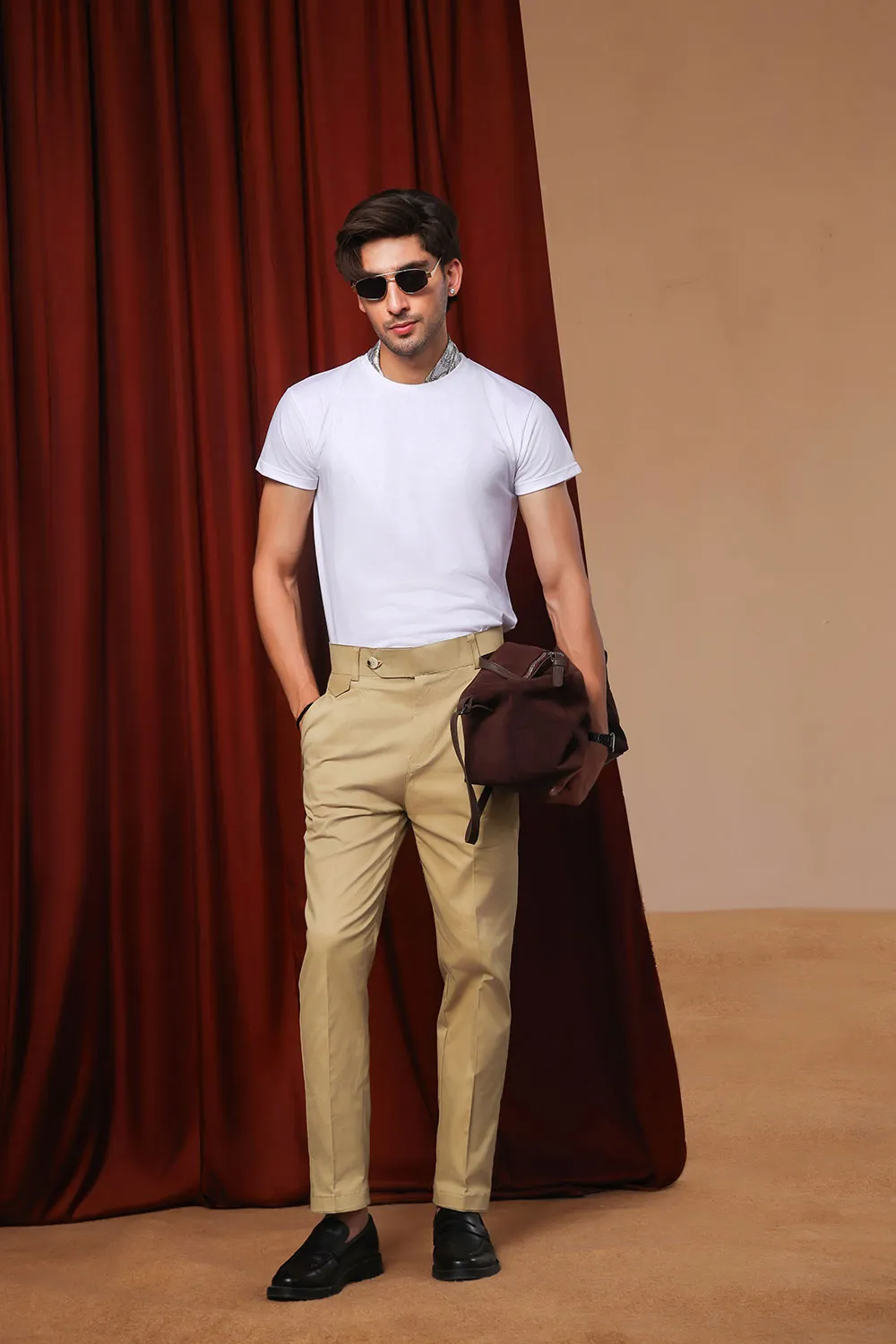 Sand Classic Cut Pleated Chino
