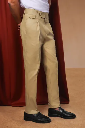 Sand Classic Cut Pleated Chino