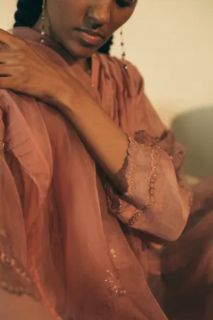 Sarang Kaur Distillery District Salmon Kaftaan Set Kurta Chanderi silk Pants Cotton silk Ektaar SK01299