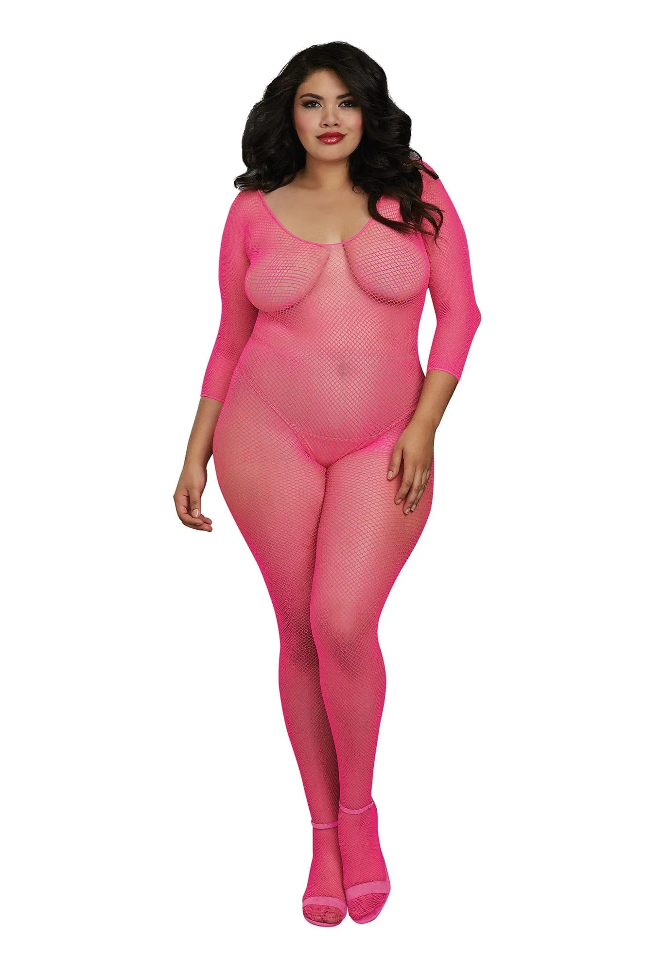 Seductive Full Body Fishnet Bodystocking with Long Sleeves