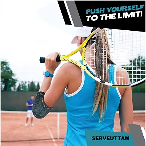 Serveuttam® Elbow Support for Gym (1 Pair) - Elbow Brace for Men Women Workout | Elbow Compression Sleeves with Straps for Tendonitis Pain Relief, Tennis, Volleyball, Cricket - Elbow Band (Blue, M)