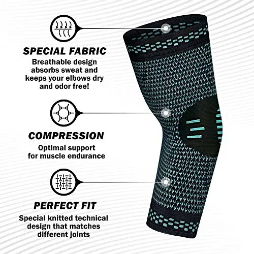 Serveuttam® Elbow Support for Gym (1 Pair) - Elbow Brace for Men Women Workout | Elbow Compression Sleeves with Straps for Tendonitis Pain Relief, Tennis, Volleyball, Cricket - Elbow Band (Blue, M)