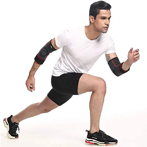 Serveuttam® Elbow Support for Gym with Strap - Elbow Brace for Men Women Workout | Elbow Compression Sleeves with Straps for Tendonitis Pain Relief, Tennis, Volleyball, Cricket - Elbow Band (Red, M)