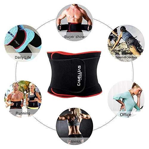 SHAPERX Waist Trimmer Belt Waist Trainer Belt Hot Neoprene Sauna Sweat Belly Band Weight Loss Burner Waist Eraser Belt,SZ8010-Red-M