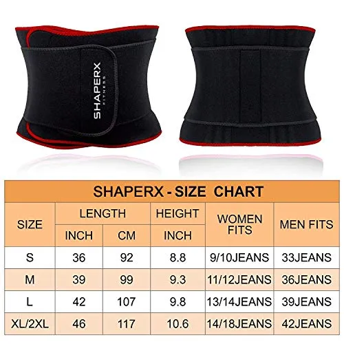 SHAPERX Waist Trimmer Belt Waist Trainer Belt Hot Neoprene Sauna Sweat Belly Band Weight Loss Burner Waist Eraser Belt,SZ8010-Red-M