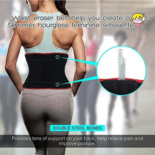 SHAPERX Waist Trimmer Belt Waist Trainer Belt Hot Neoprene Sauna Sweat Belly Band Weight Loss Burner Waist Eraser Belt,SZ8010-Red-M