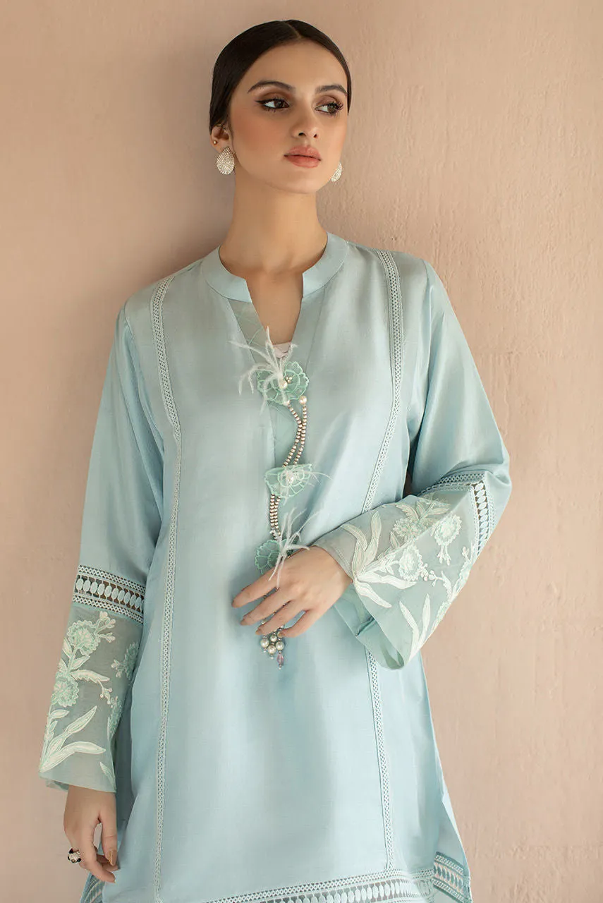 Sky Blue Salwar Kameez with Trendy Decorations #PF345
