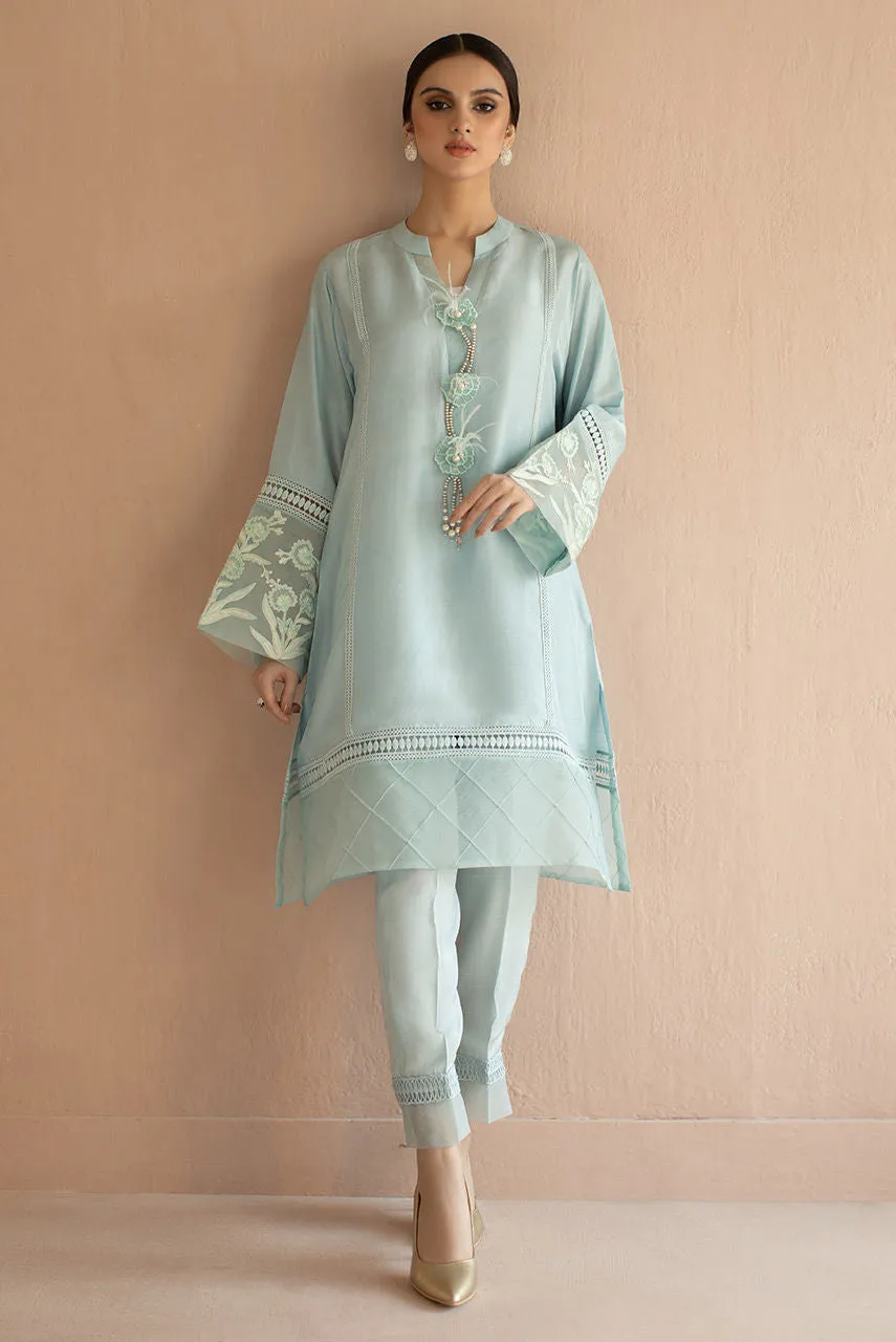 Sky Blue Salwar Kameez with Trendy Decorations #PF345