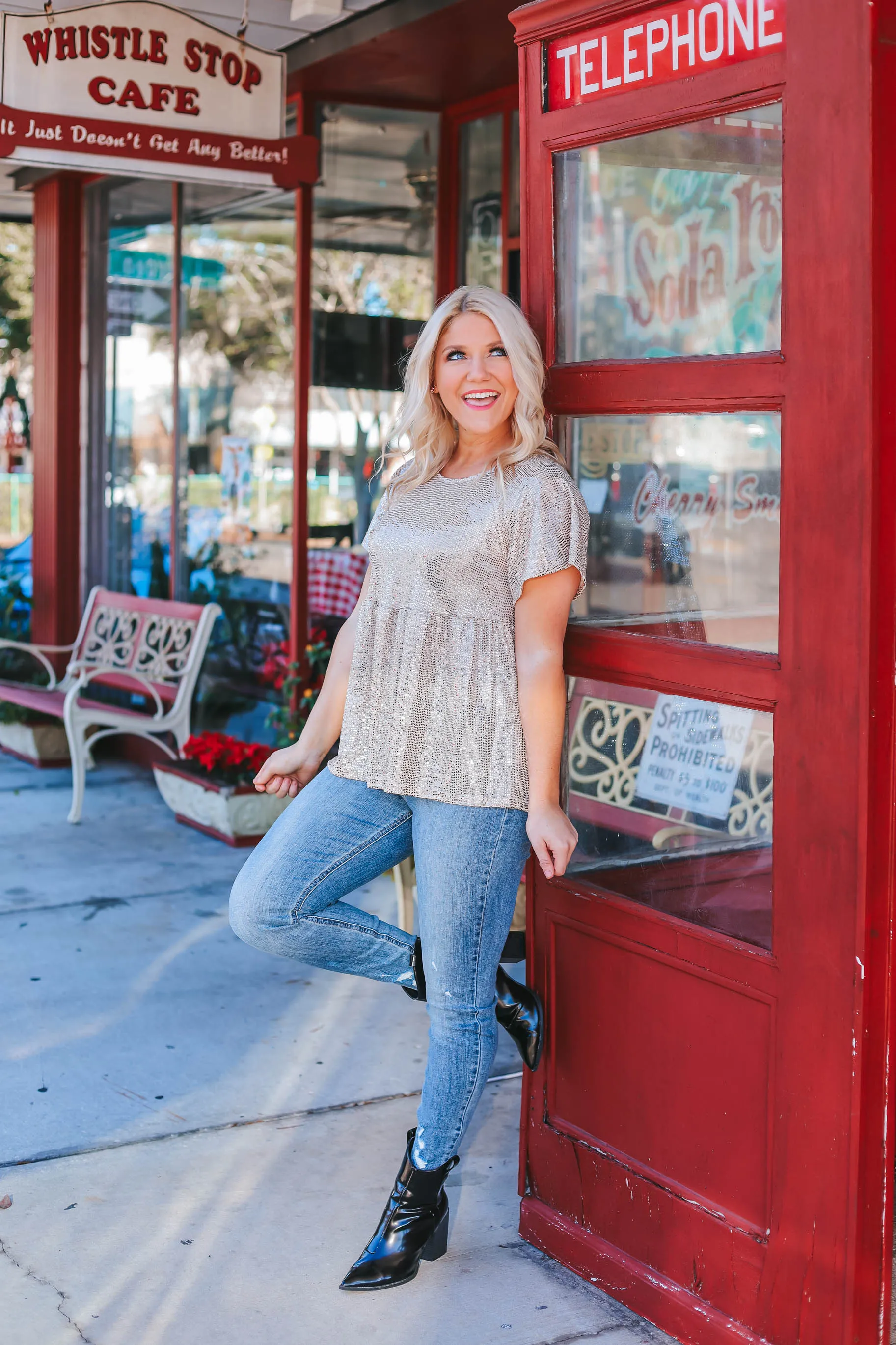 So Gorgeous Sequin Top - Champagne