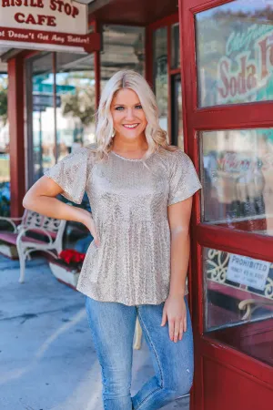So Gorgeous Sequin Top - Champagne