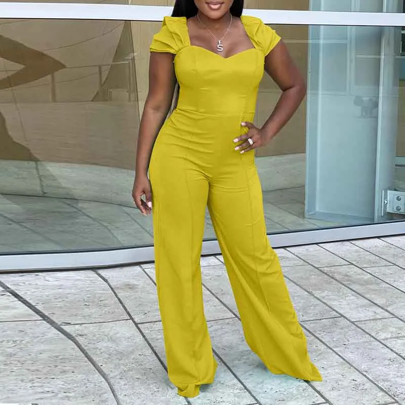 Solid Sleeveless Wide Leg Jumpsuit