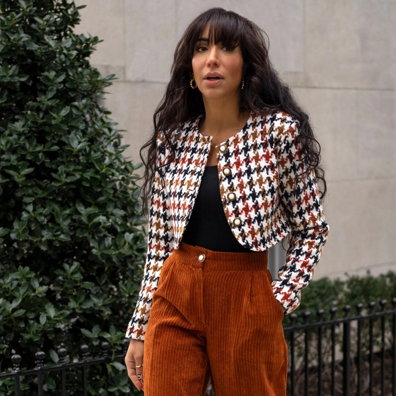 Spencer Jacket in Brown and White